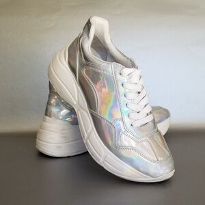 Steve Madden Silver Holographic Sneakers
